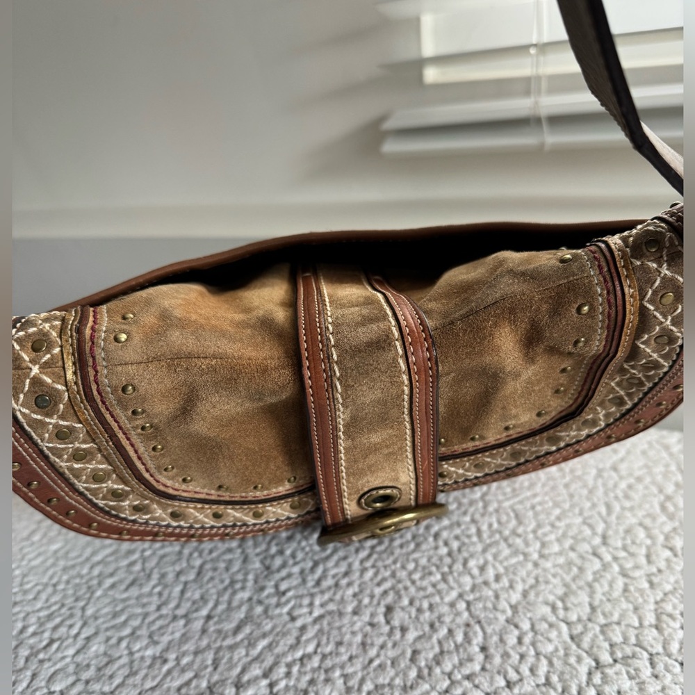 Coach Y2K Soho Signature Canvas Suede Studded Rivets Bag With Matching Wristlet - Picture 8 of 17